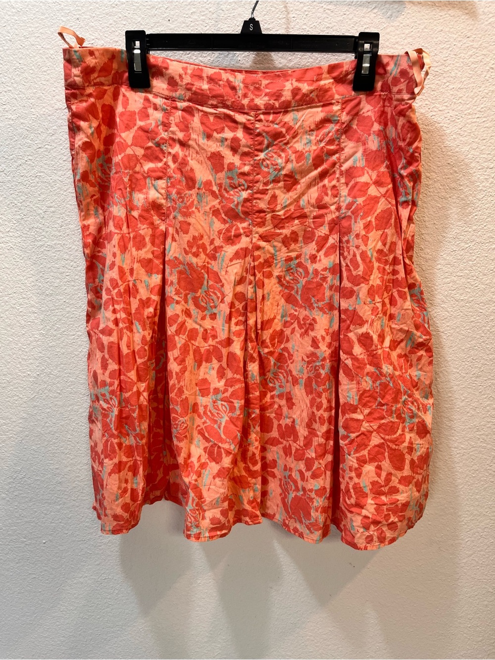 Maxime Coral Floral A-Line Skirt with Blue Accents